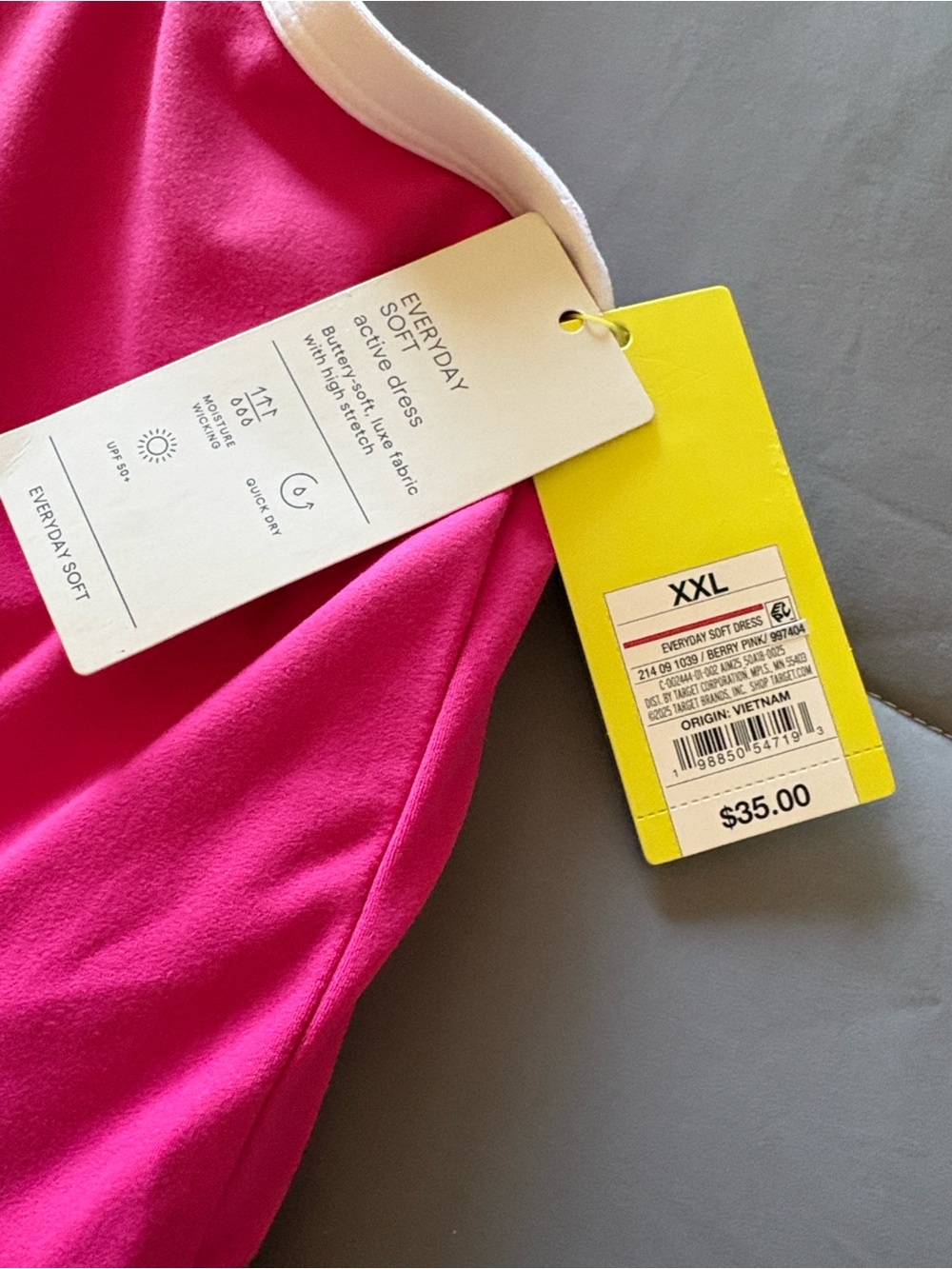 All in Motion Women's Bright Pink Everyday Soft Dress with White Trim BNWT XXL - Picture 3 of 11